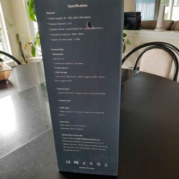 GOKUID STORM 2.1 CH SOUND BAR WITH SUBWOOFER BRAND NEW IN BOX - Picture 8 of 9